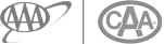 The image contains two logos: one with "AAA" in an oval and another with "CAA" in an oval, both linked with a swoosh.