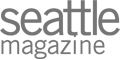 The image shows the logo for "Seattle Magazine" with gray text on a transparent background.